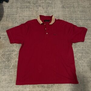 Greg Norman Collection Red Polo with Tan Collar